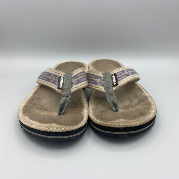 Teva Shoes - Teva Leather Flip Flops US Womens 7 Cream/Purple 6164